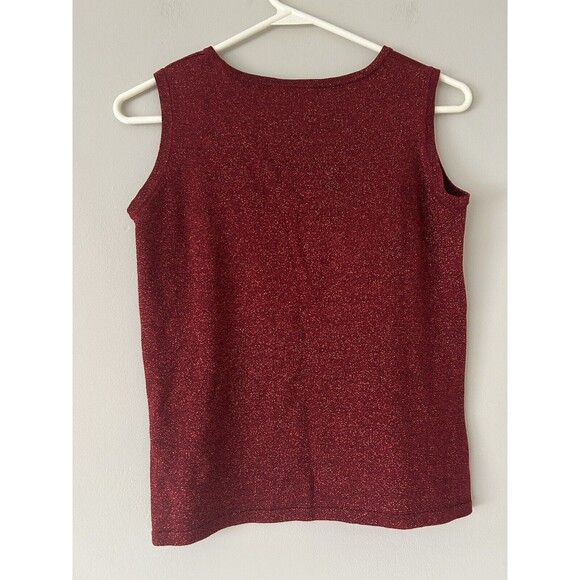 Emma James Beaded Sparkling Red Tank Silk Blend Blouse Size Small Holiday - Picture 2 of 9